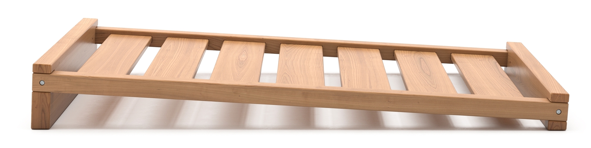 Solid wood Montessori toddler bed in an inclined position
