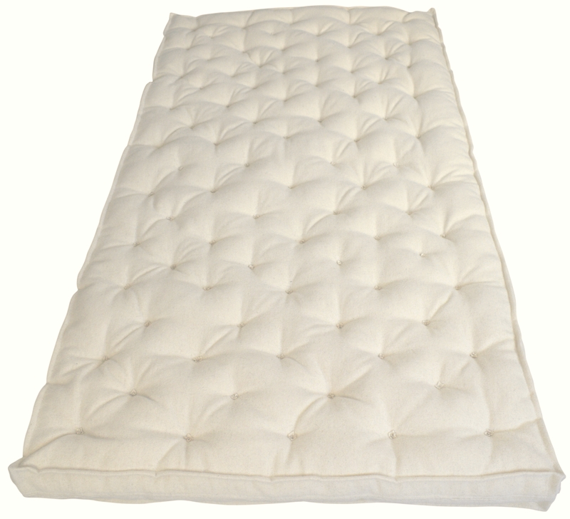 Natural wool mattress, tufted